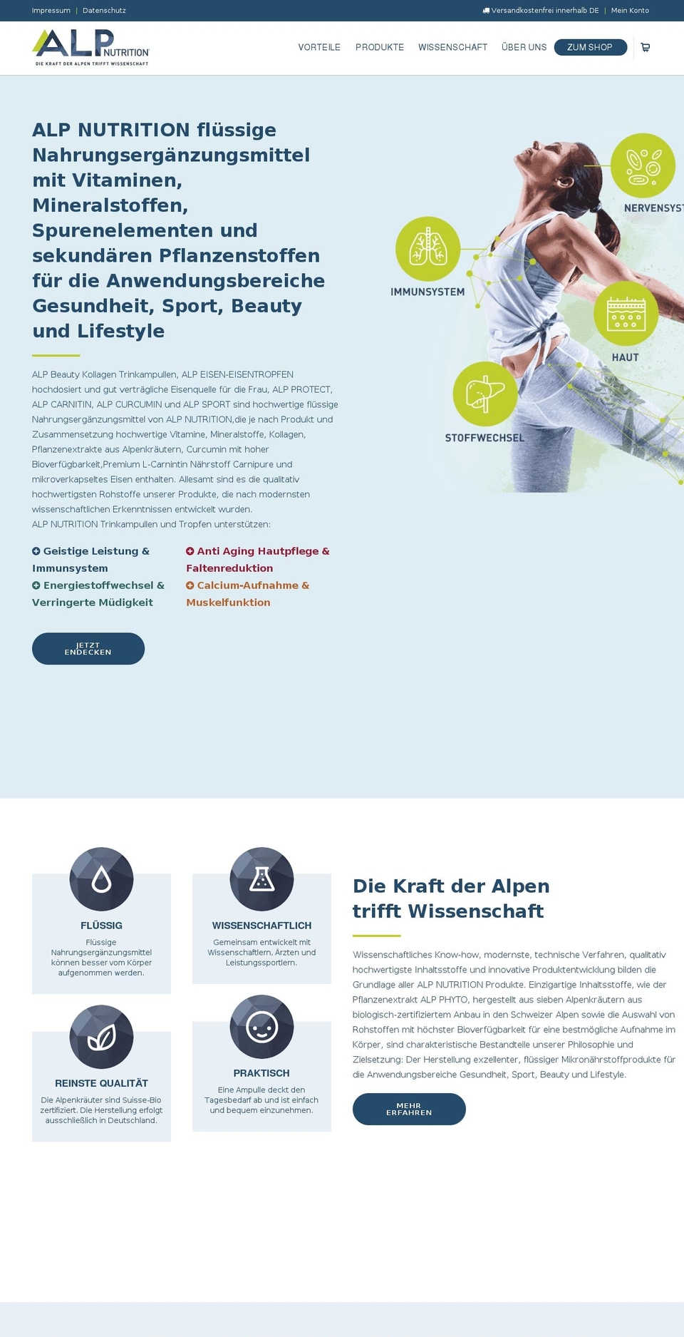 alpnutrition.ch shopify website screenshot