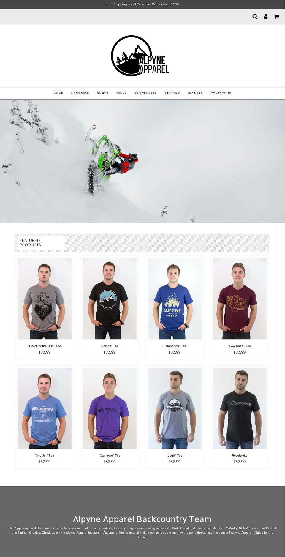 alpyneapparel.com shopify website screenshot