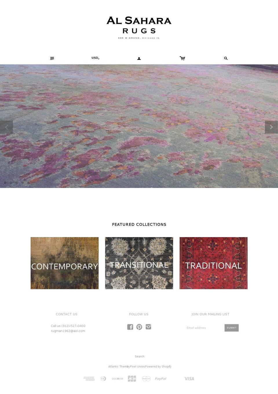 alsahararugs.com — Shopify storefront screenshot
