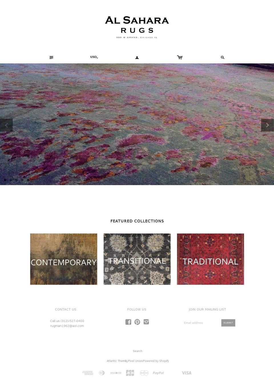 alsahararugschicago.com — Shopify storefront screenshot