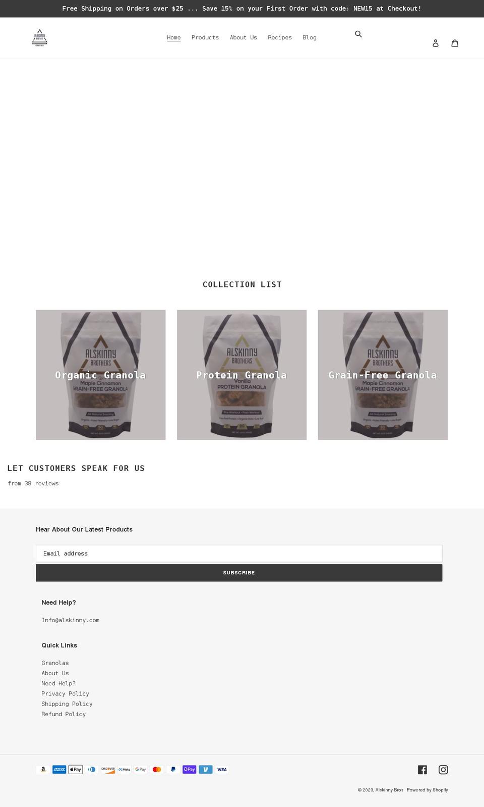 alskinny.com shopify website screenshot