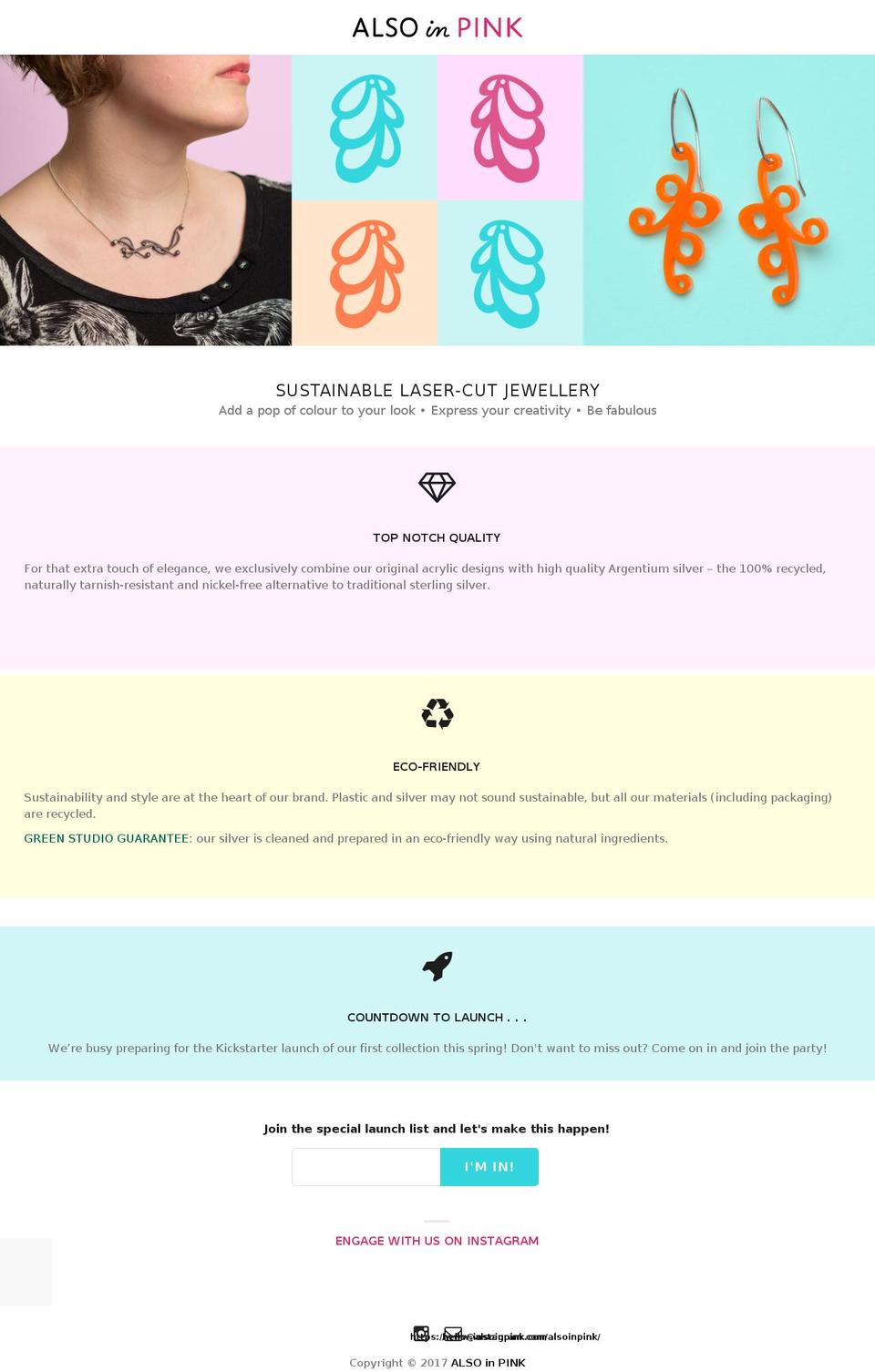 alsoinpink.com shopify website screenshot