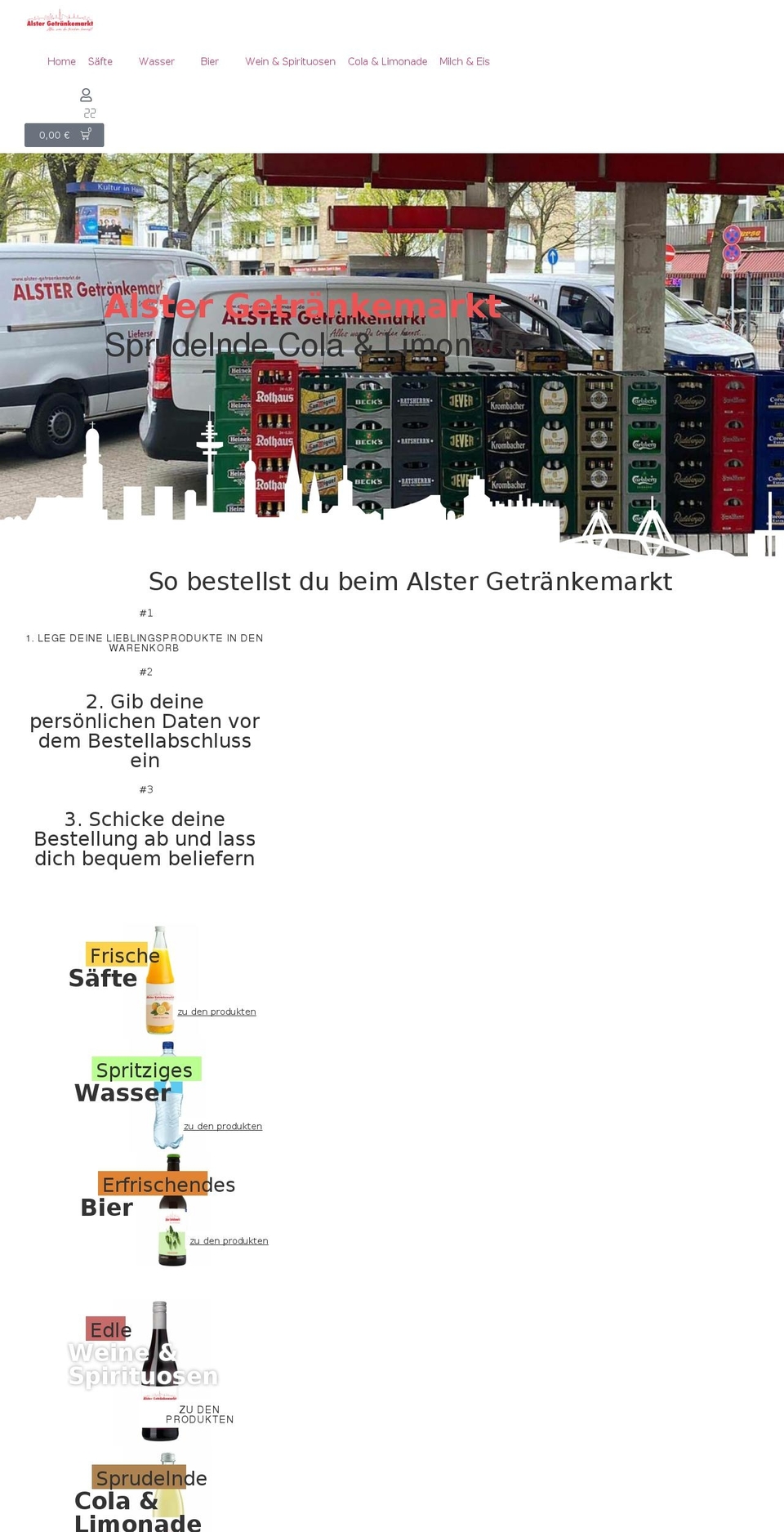 alster-getraenkemarkt.de shopify website screenshot