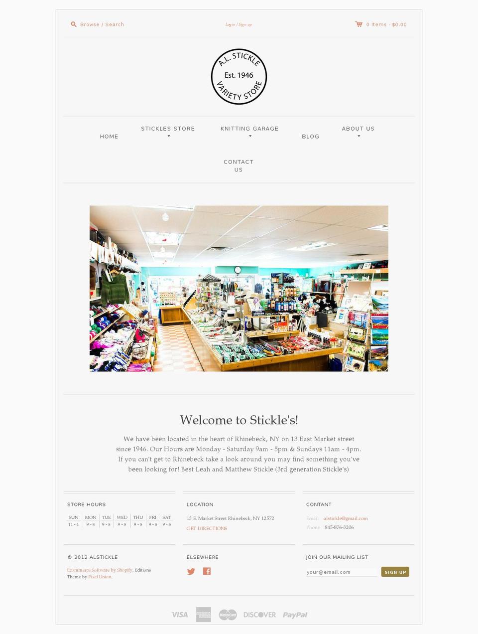 alstickle.com shopify website screenshot
