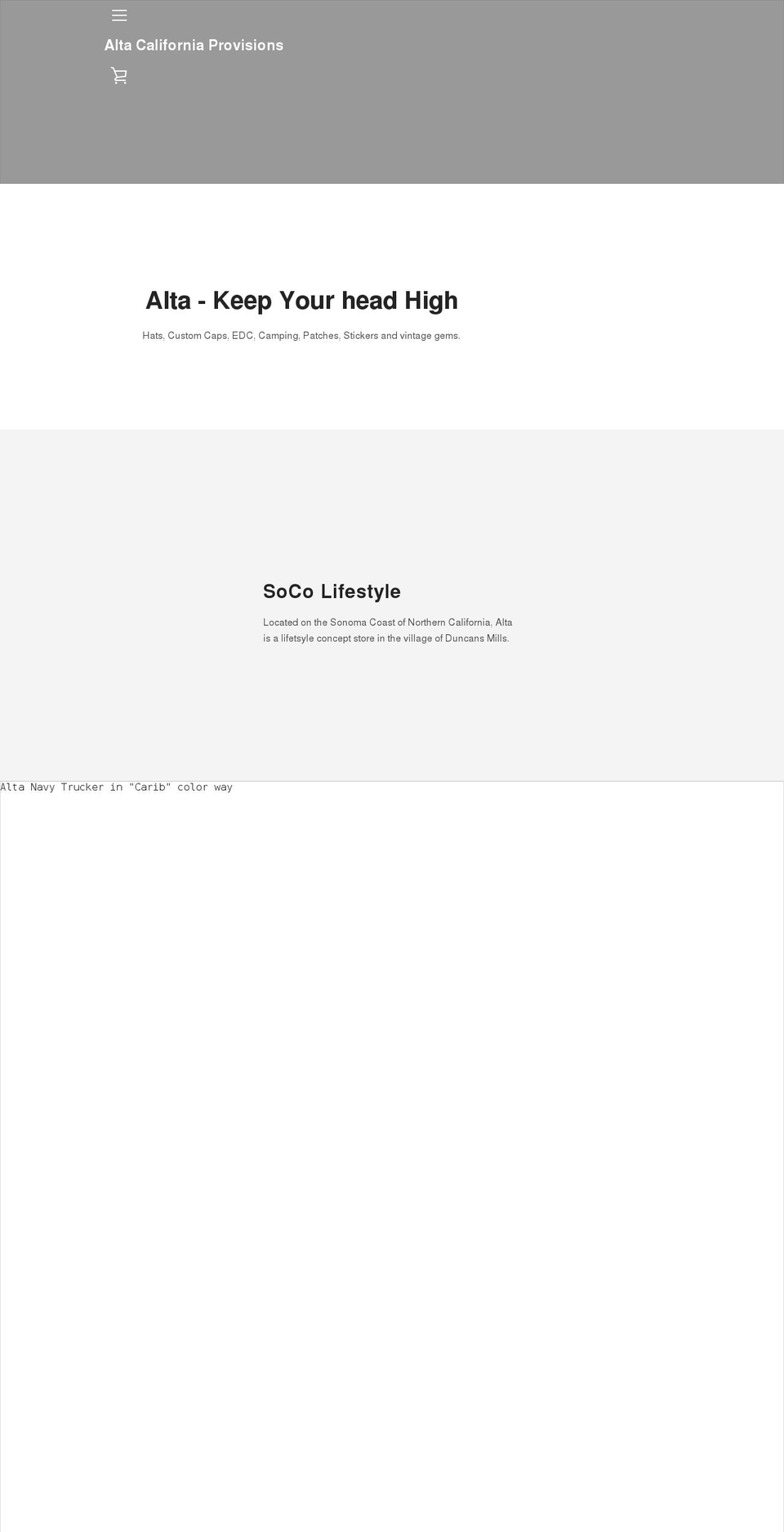 altacaliforniaprovisions.com shopify website screenshot
