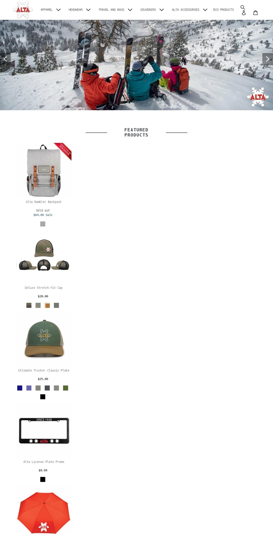 altagearstore.com shopify website screenshot