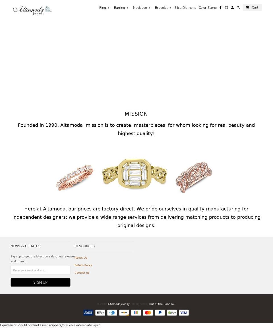 altamodajewelry.com shopify website screenshot