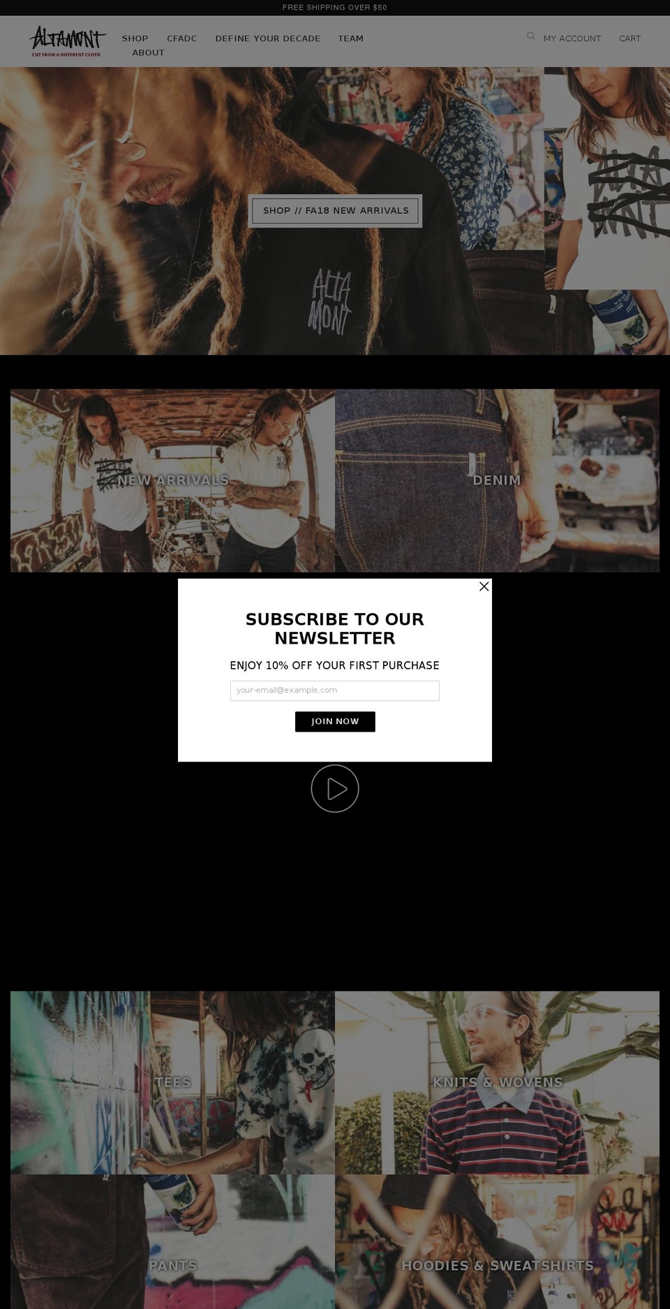 Altamont Shopify theme site example altamontclothing.com