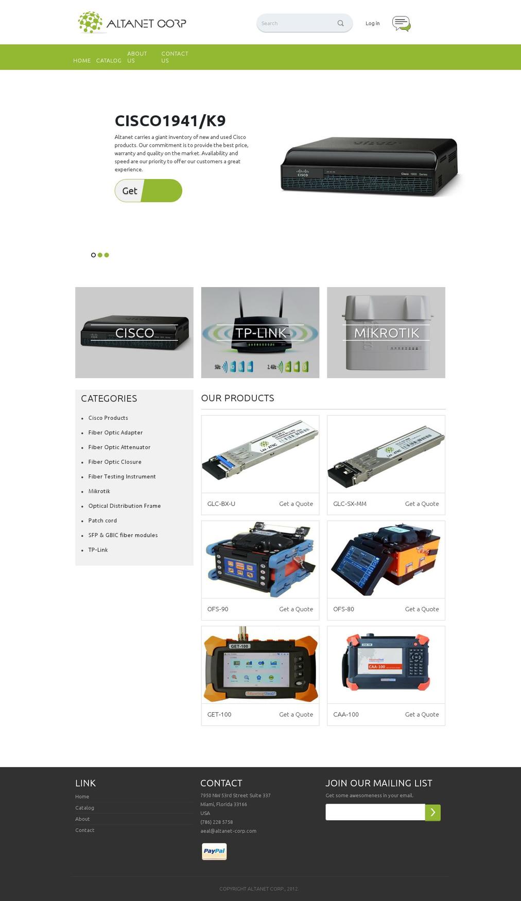 altanet-corp.com shopify website screenshot