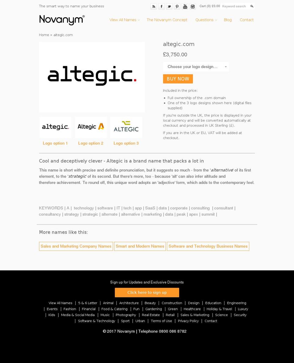 altegic.com shopify website screenshot