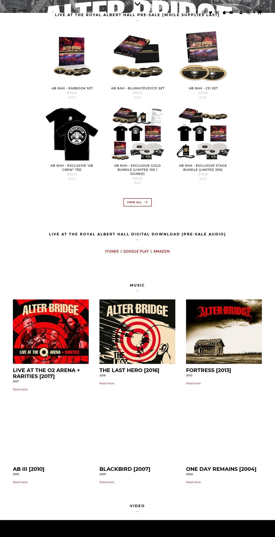 alterbridge.com shopify website screenshot