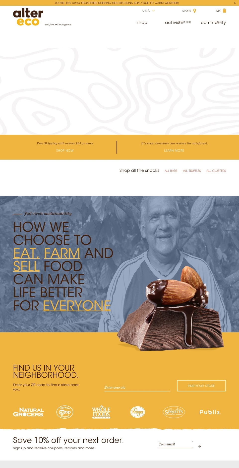 alterecofoods.org shopify website screenshot