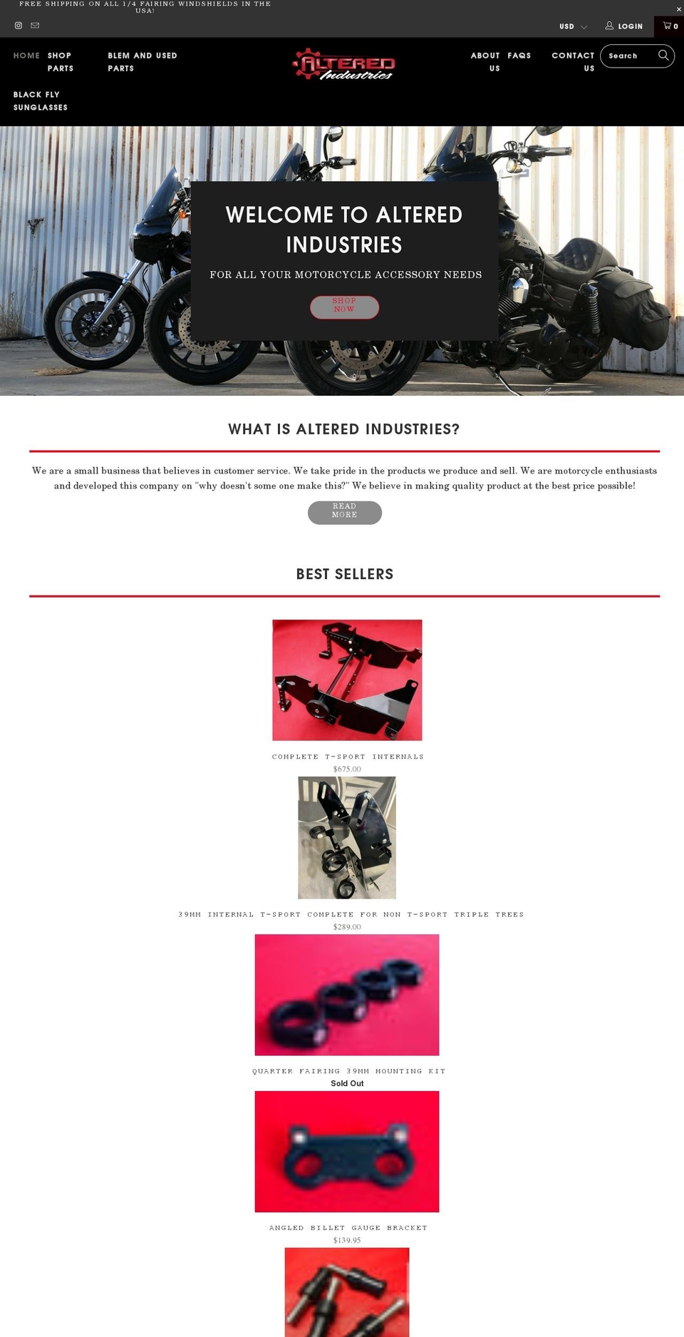 altered-industries.com shopify website screenshot