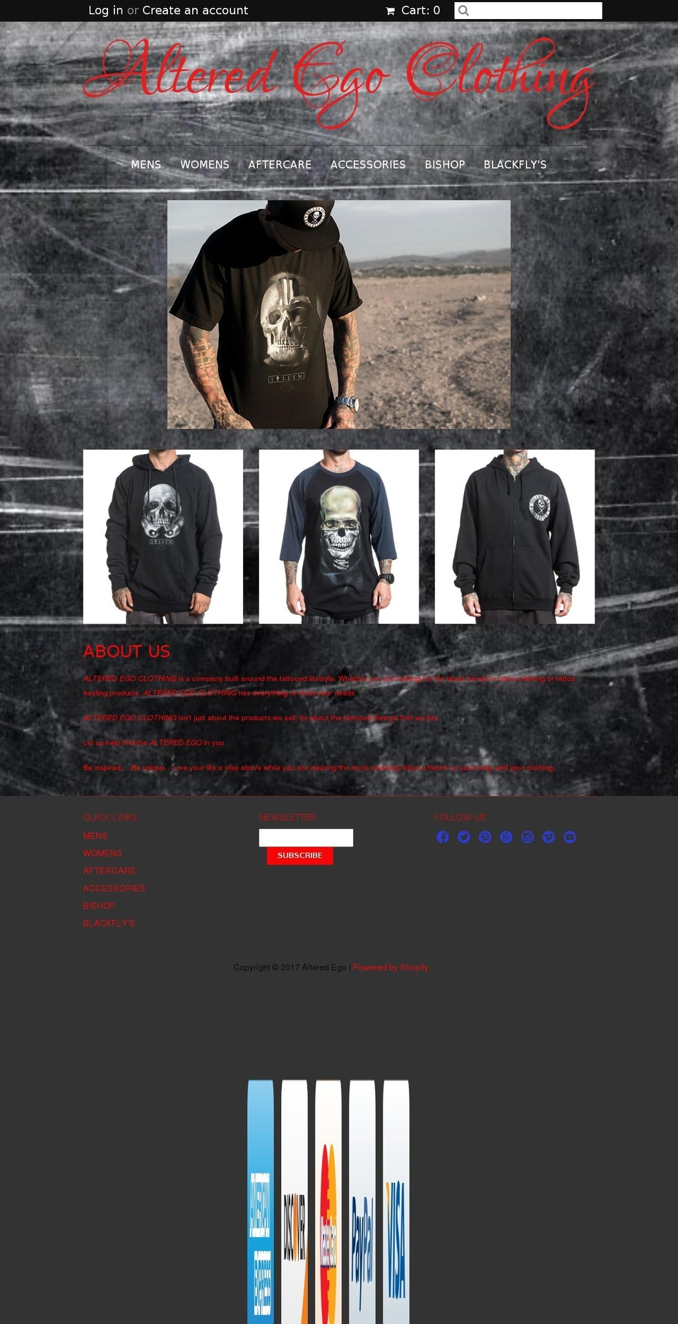 alteredegoclothing.net shopify website screenshot