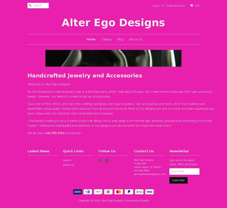 alteregocrafts.com shopify website screenshot