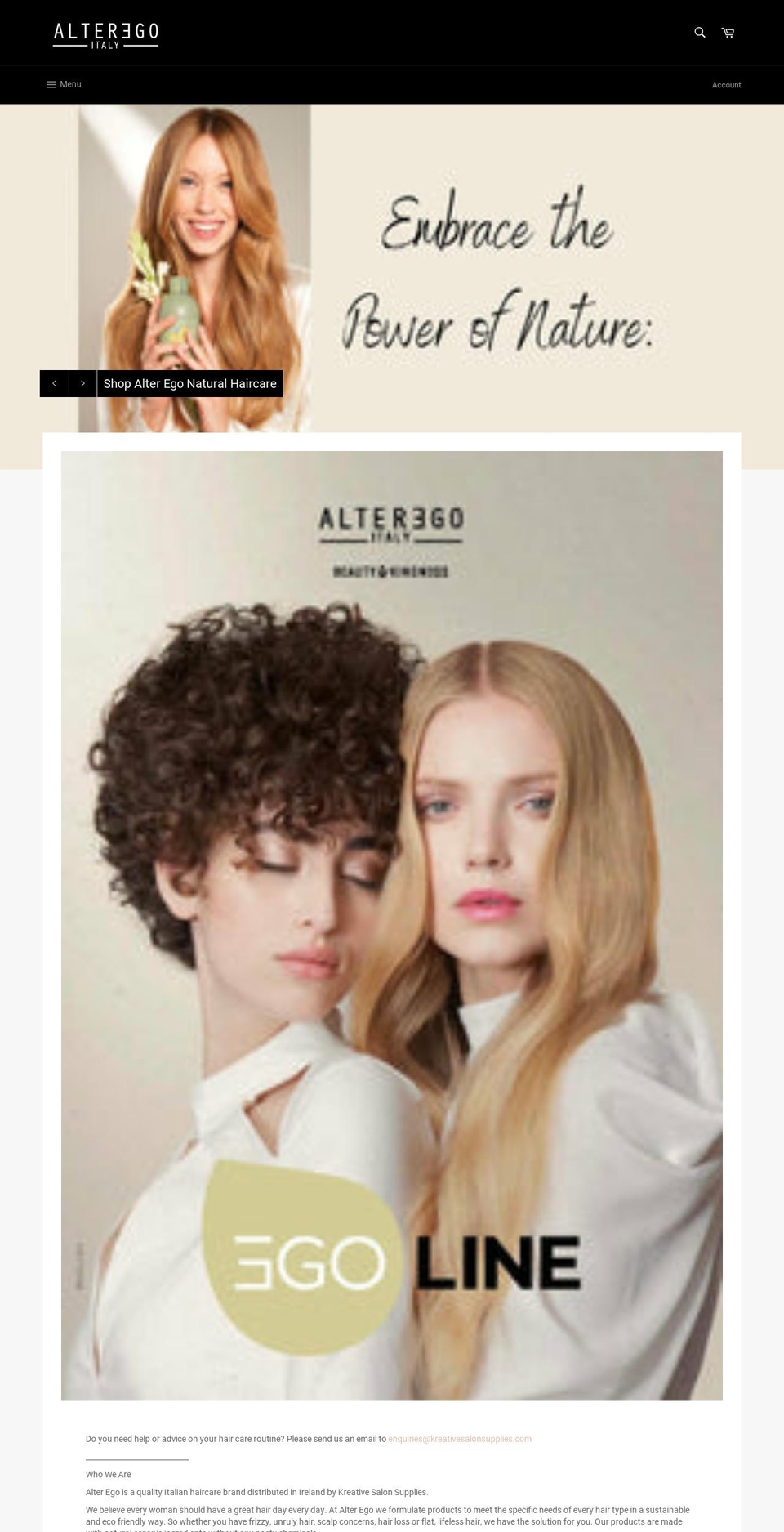 alteregoshop.ie shopify website screenshot