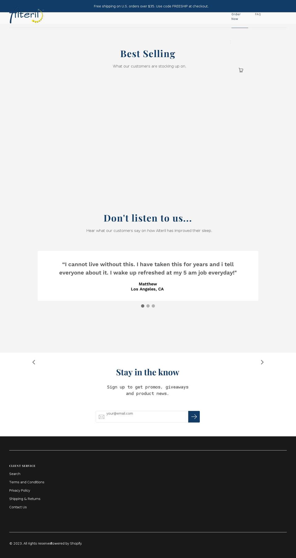 alteril.com shopify website screenshot