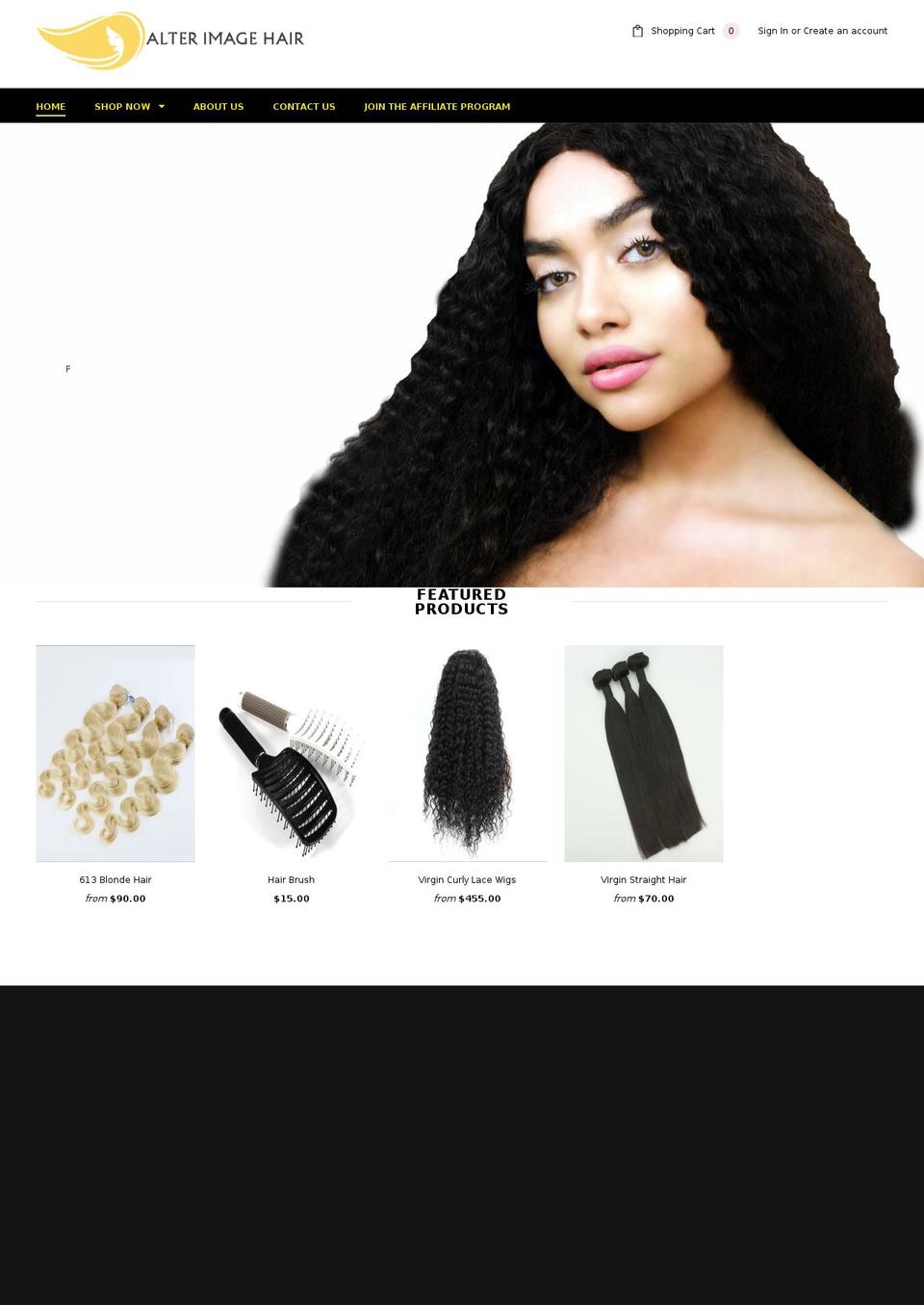 alterimagehair.com — Shopify storefront screenshot