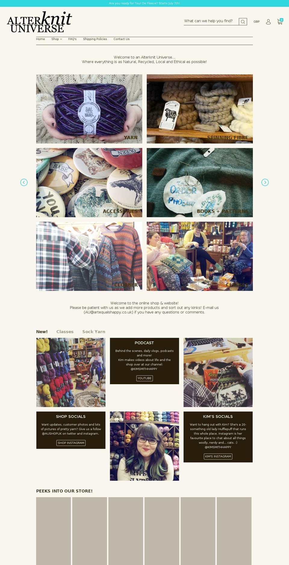 alterknituniverse.com — Shopify storefront screenshot