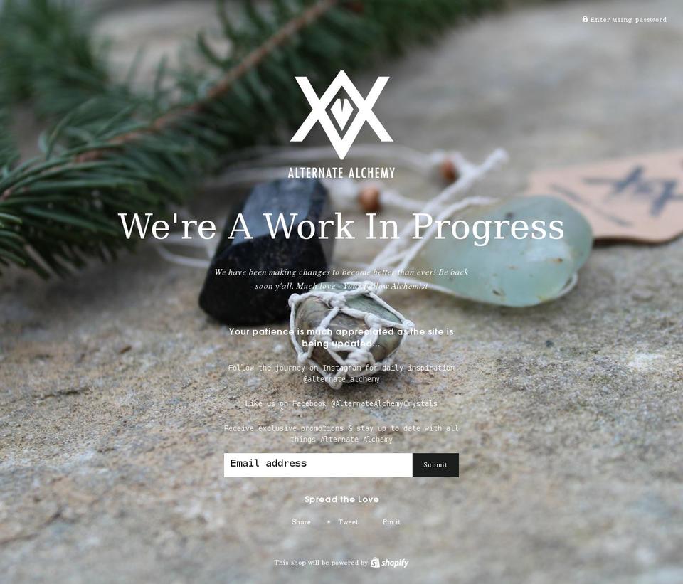 alternatealchemy.com shopify website screenshot