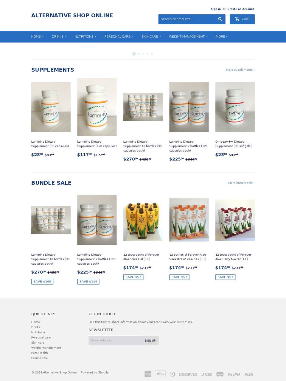 alternativeshoponline.com — Shopify storefront screenshot