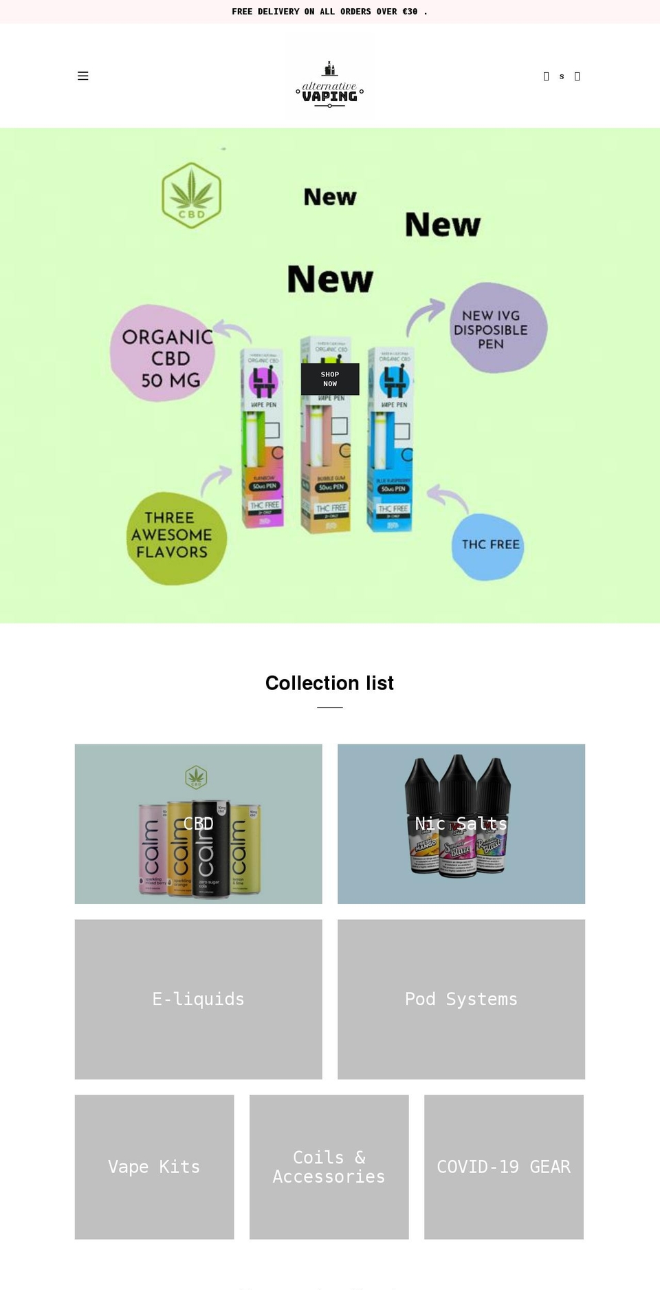 alternativevaping.com shopify website screenshot