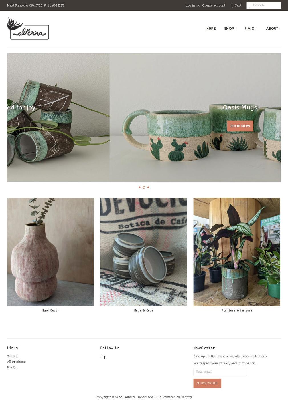 alterrahandmade.com shopify website screenshot