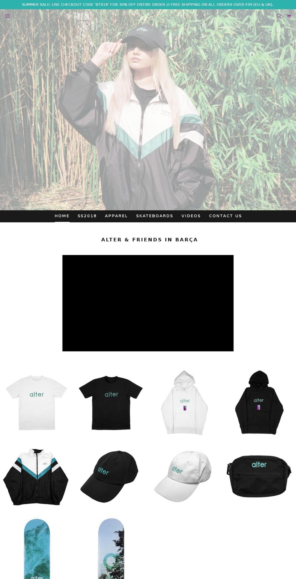 ALTER Shopify theme site example alterskateboardco.com