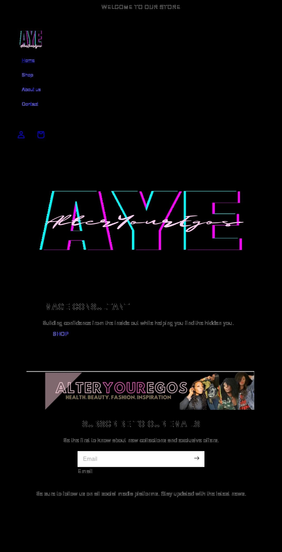 alteryouregos.com shopify website screenshot