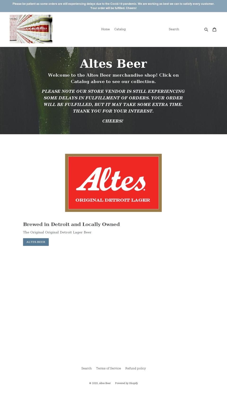 altes-beer.myshopify.com shopify website screenshot