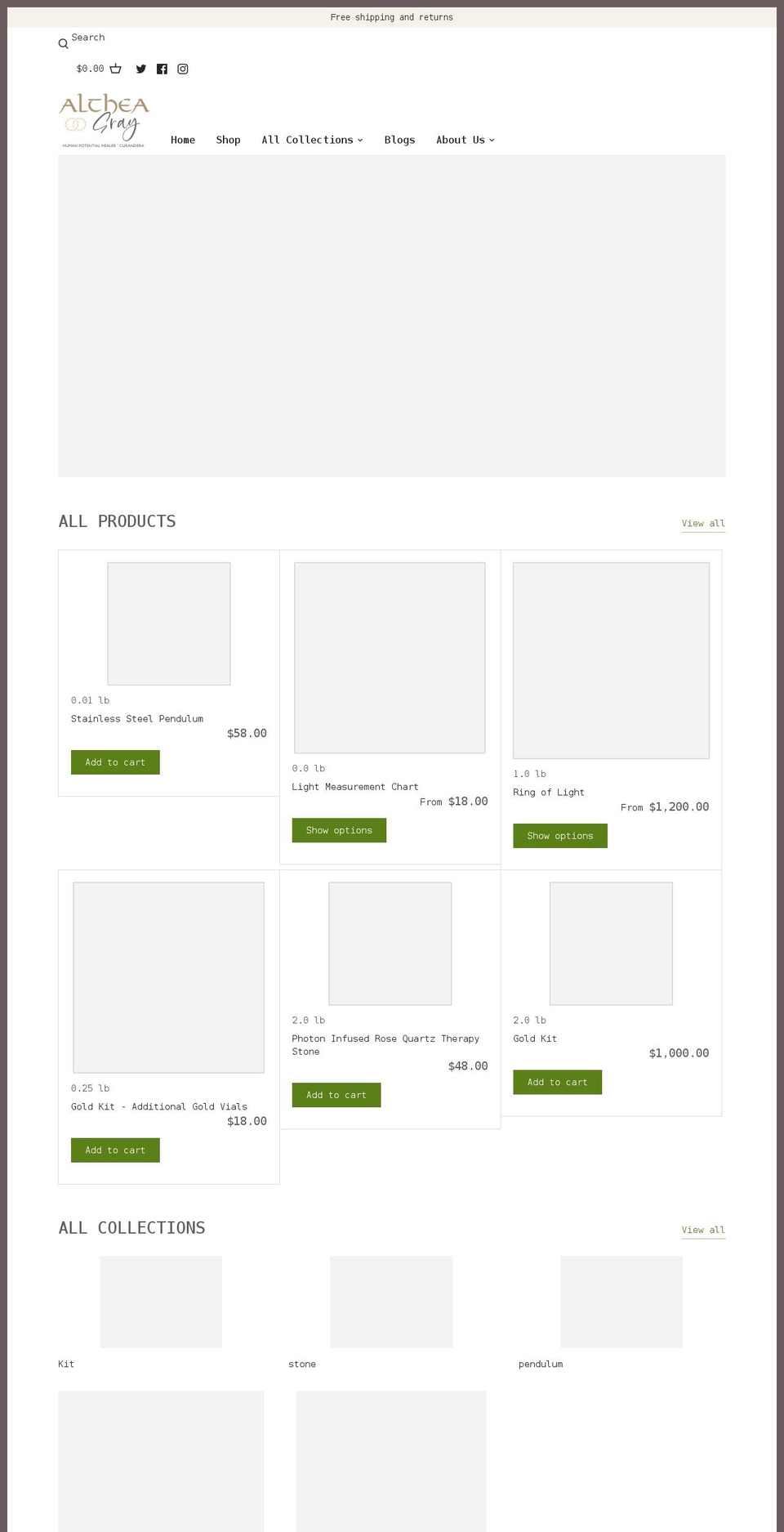 althea-gray.myshopify.com shopify website screenshot
