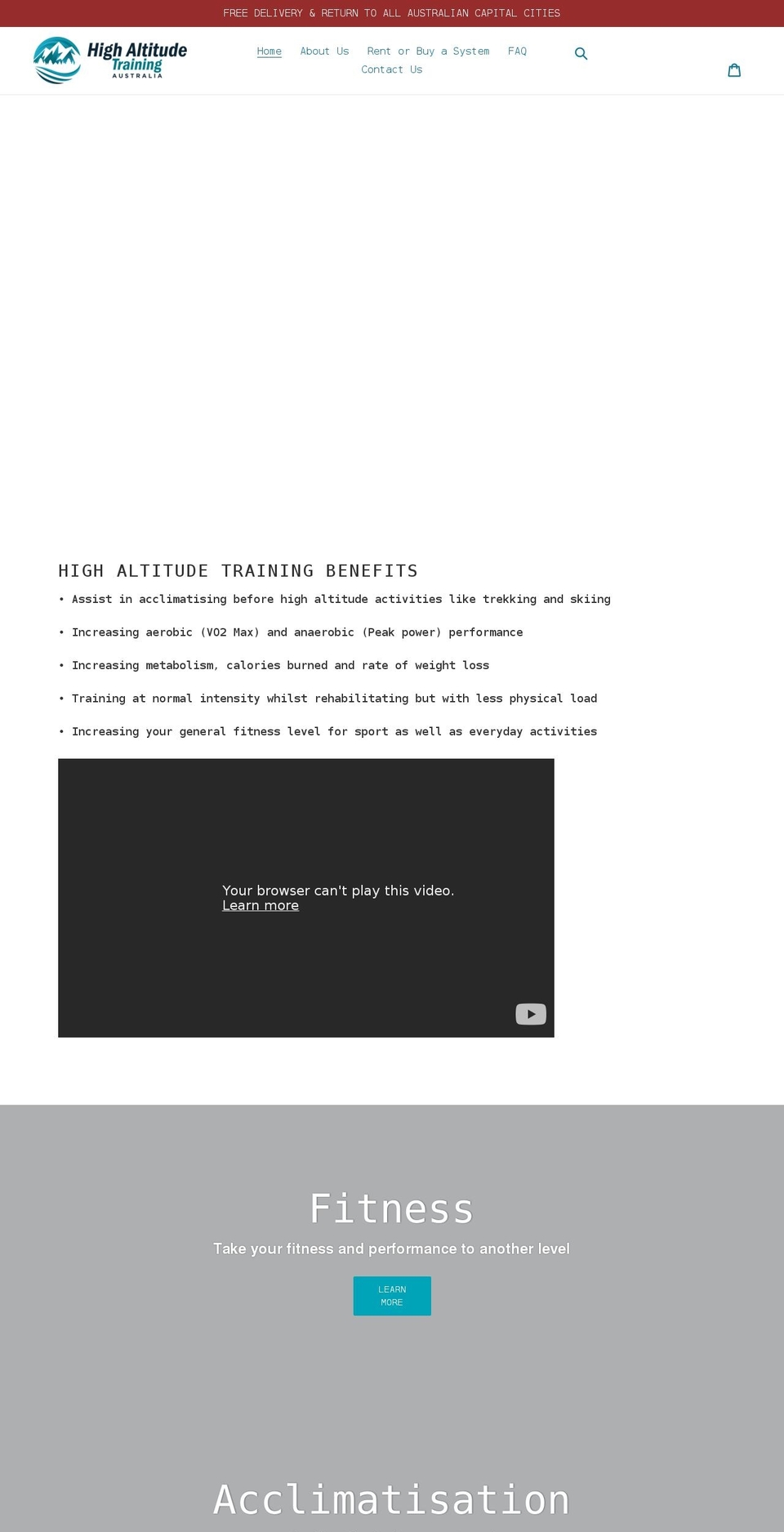 altitude-training.com.au shopify website screenshot