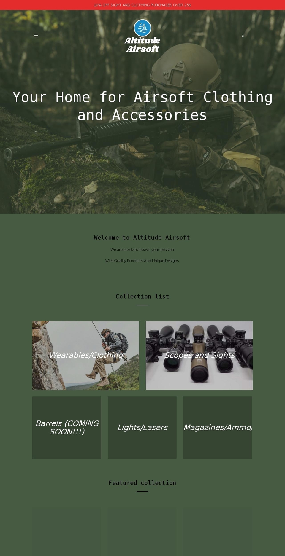altitudeairsoft.com shopify website screenshot