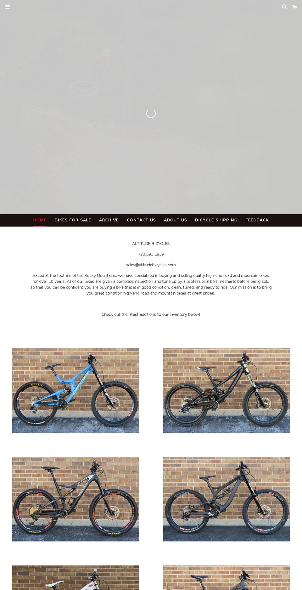 altitudebicycles.com shopify website screenshot