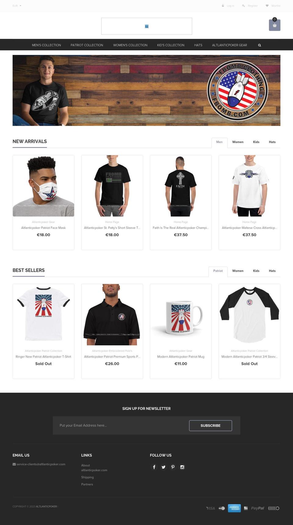 altlanticpoker.com shopify website screenshot