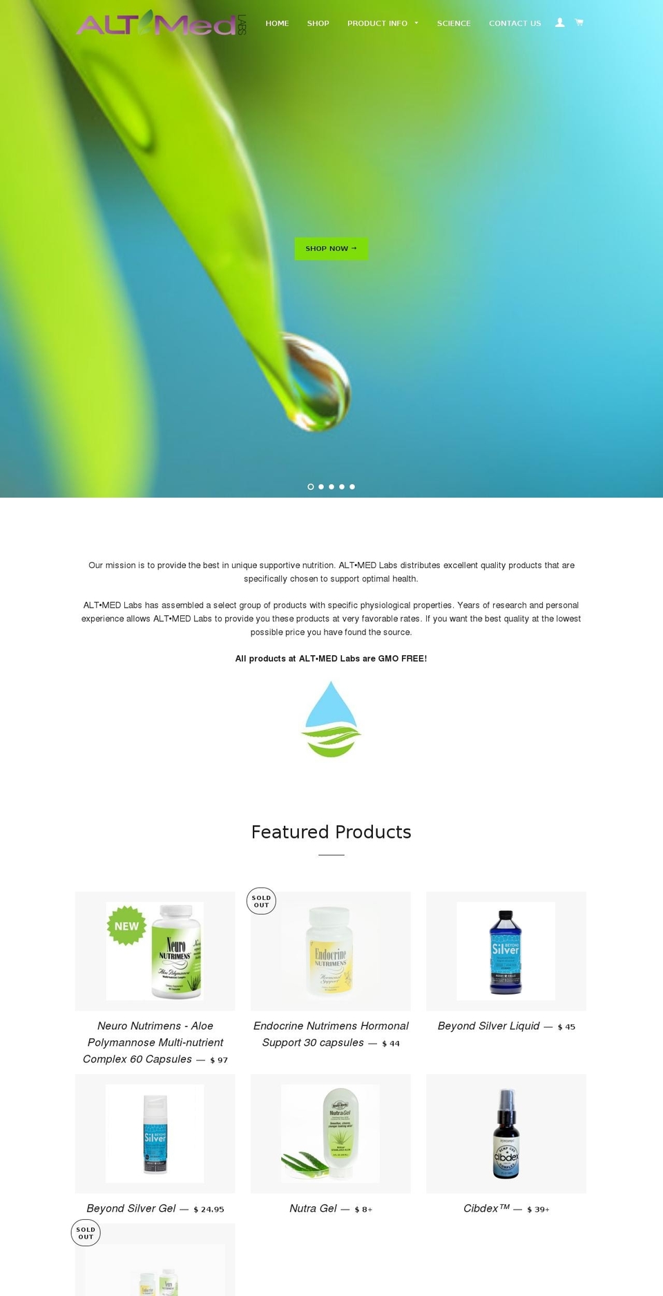 altmedlabs.com shopify website screenshot