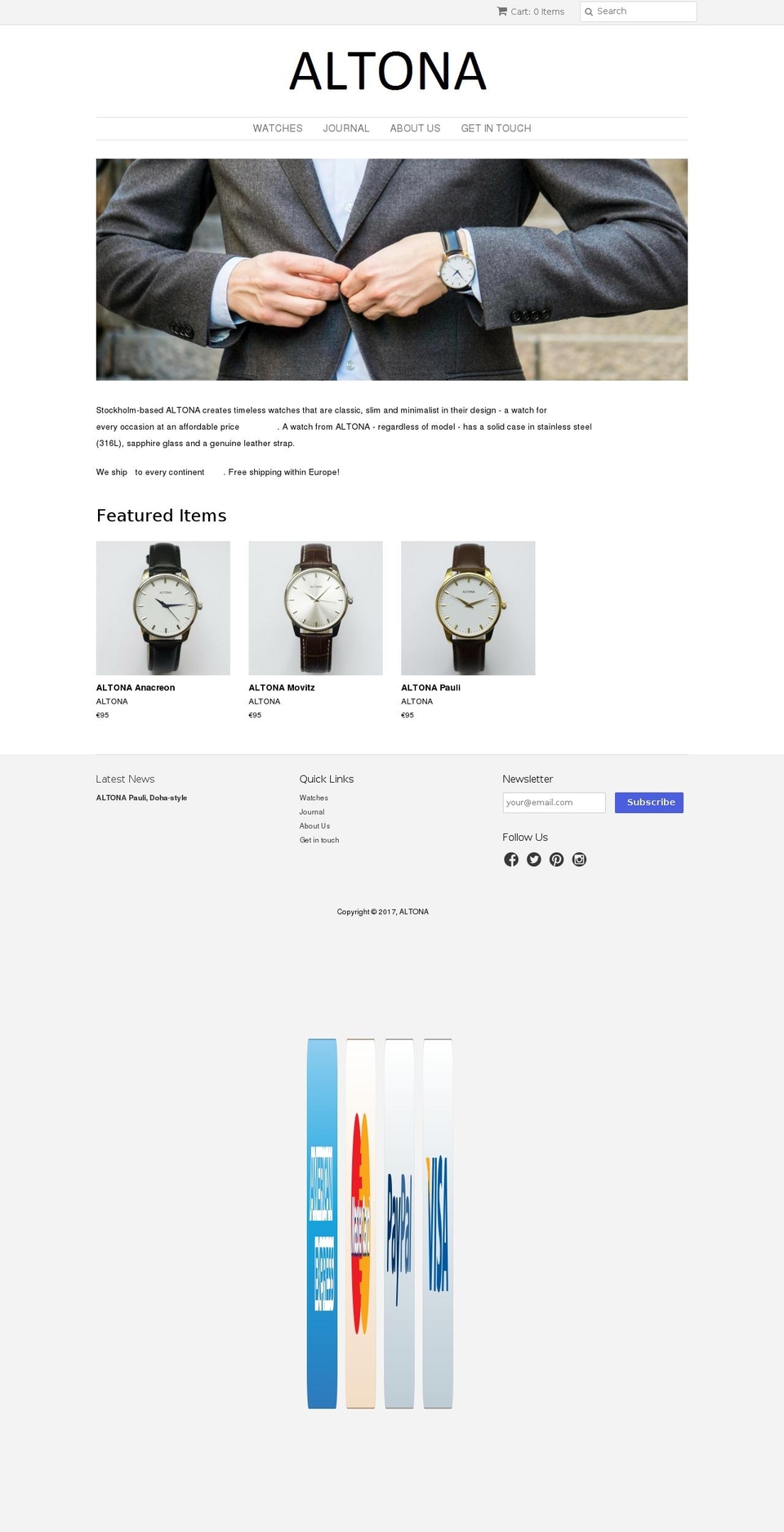 altonawatches.com shopify website screenshot