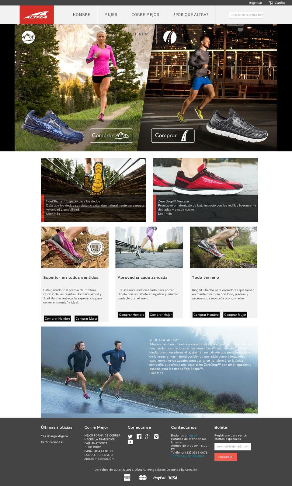 altrarunning.mx shopify website screenshot