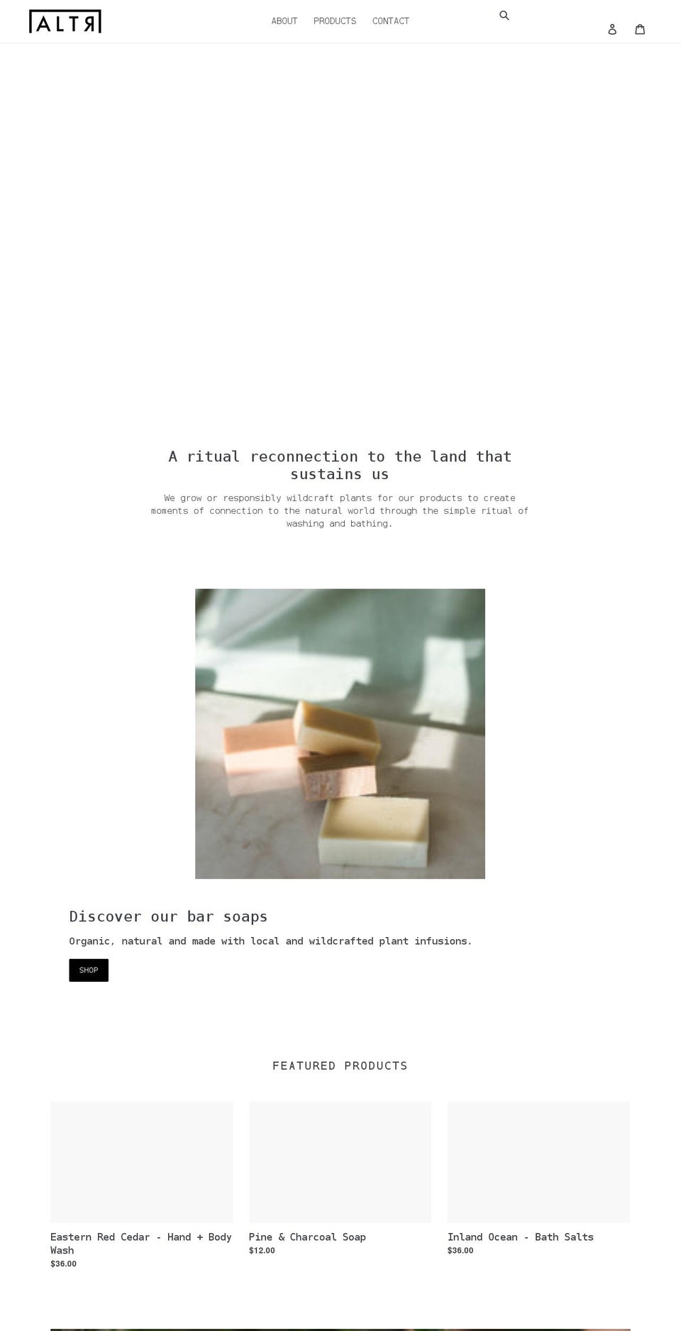 altrsoaps.com shopify website screenshot