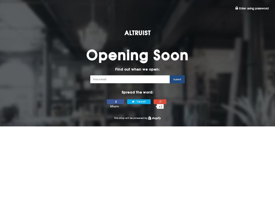 altruistshop.com shopify website screenshot