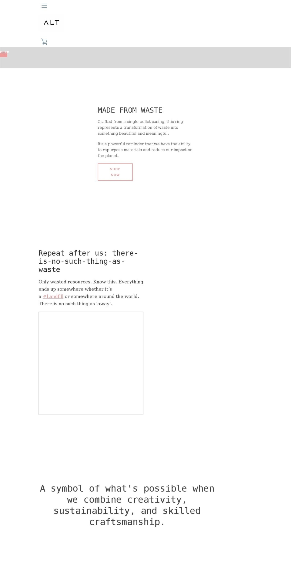 altthecollection.com shopify website screenshot