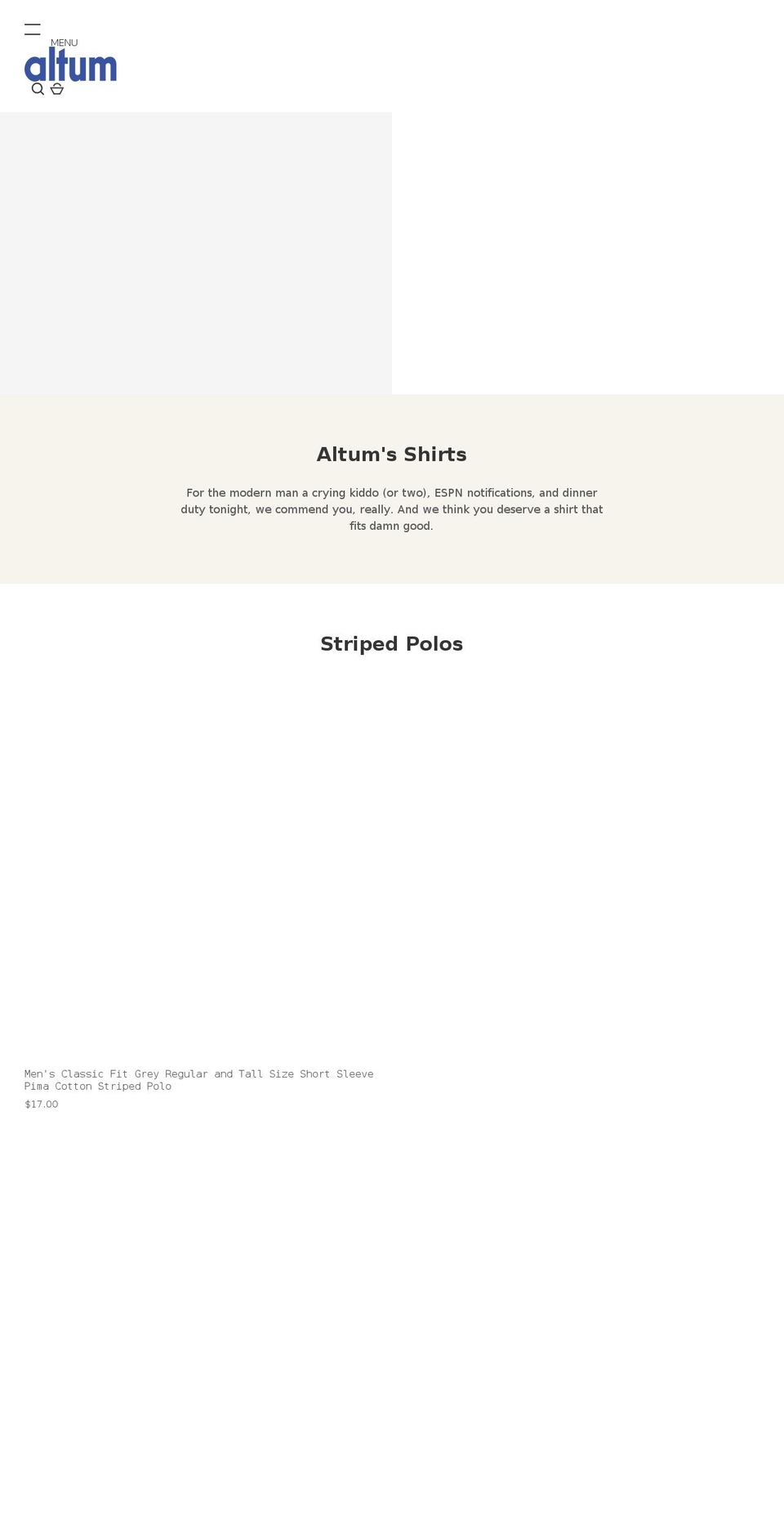 altumapparel.com shopify website screenshot