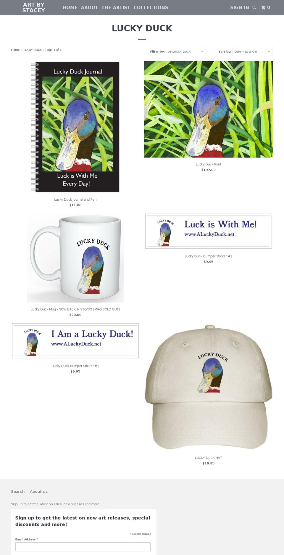 aluckyduck.net shopify website screenshot