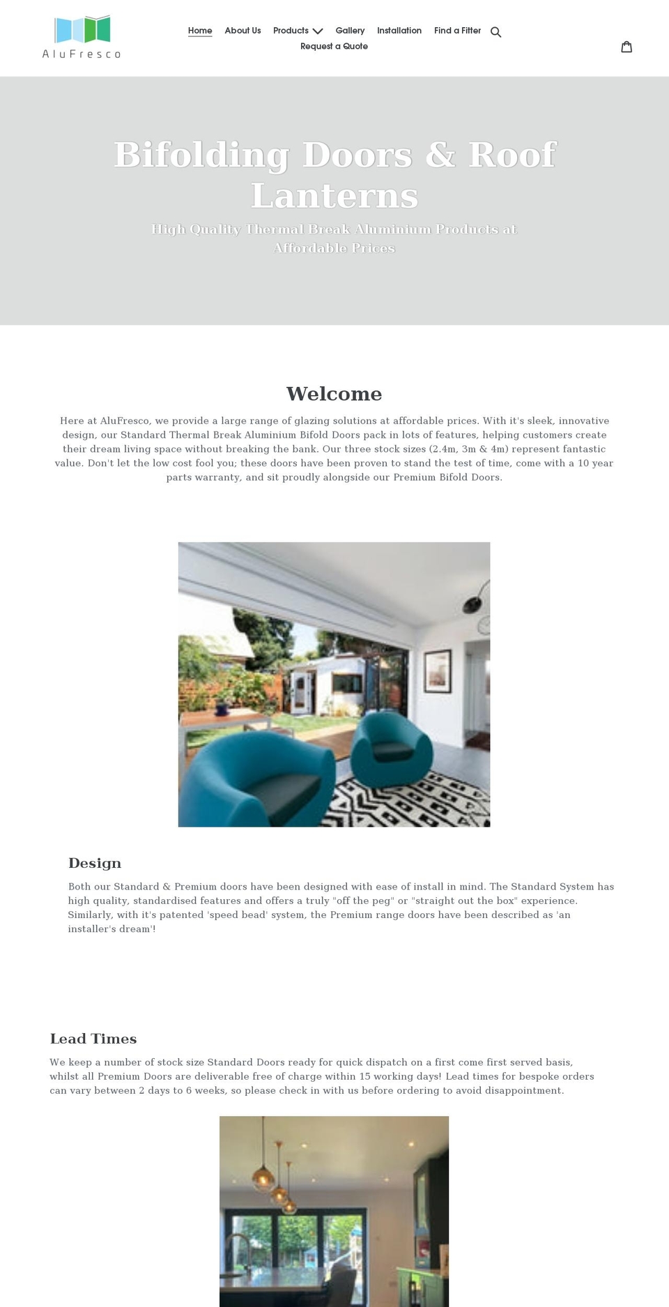 alufresco.com shopify website screenshot
