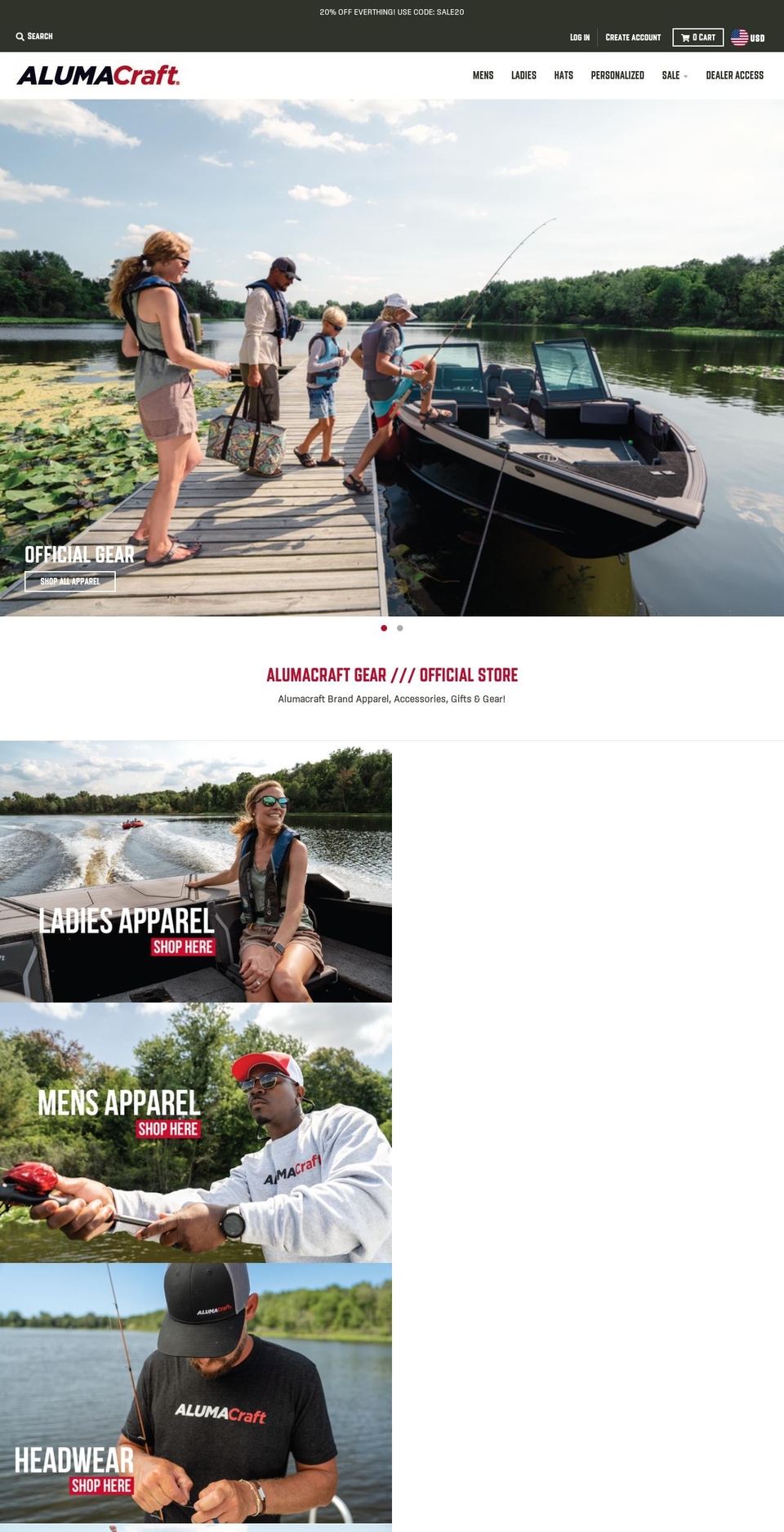 cbs--- Shopify theme site example alumacraft-gear.com