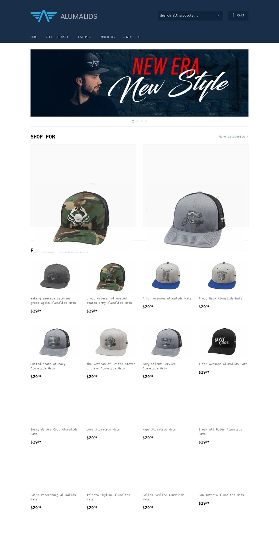 alumalids.com shopify website screenshot