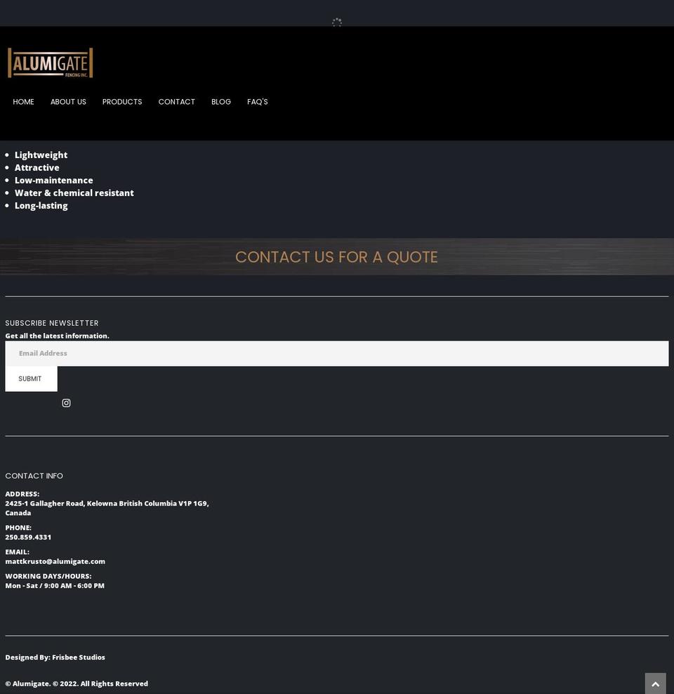 alumigate.com shopify website screenshot