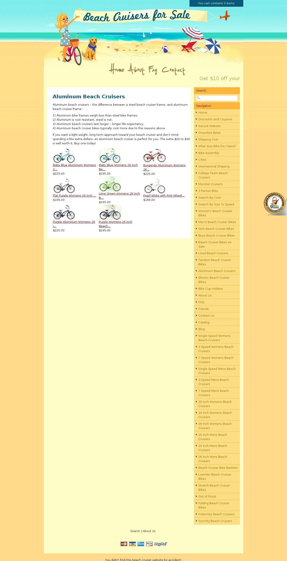 aluminumbeachcruiser.com shopify website screenshot