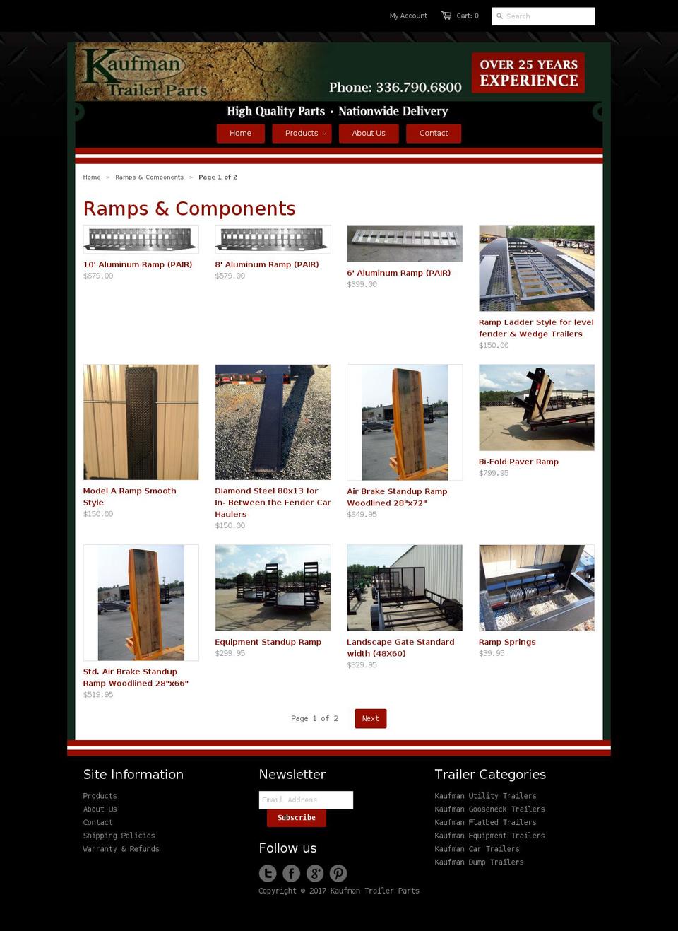 aluminumramps.com shopify website screenshot