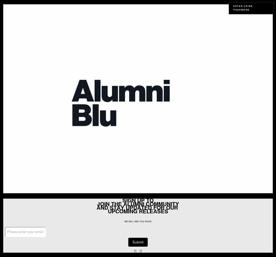 alumniblu.com shopify website screenshot